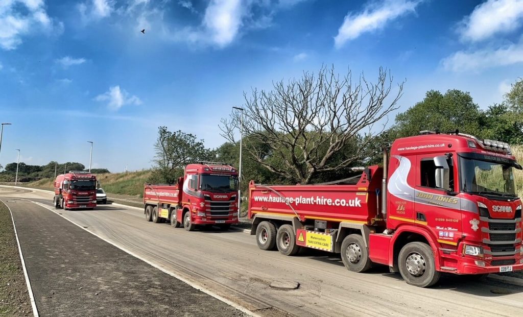 Three trucks in convoy